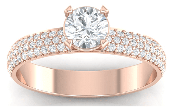 Solitaire Pave Band Diamond Valentine Ring